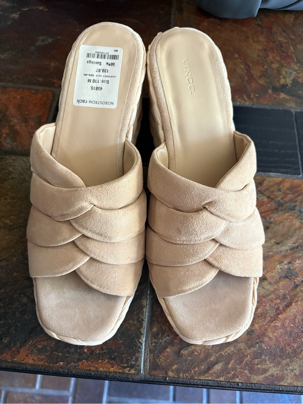 Nordstrom Beige Braided Suede Slide Mules